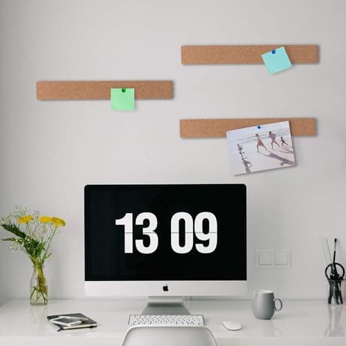 HBlife Cork Board Bulletin Board Bar Strip 15x2 Inch - 1/2 Inch Thick, Frameless Cork Board Strips with 50 Multi-Color Push Pins, Strong Self Adhesive Backing - 4 Pack 3