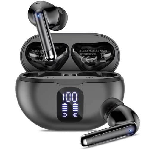 BHNYBWUL Wireless Earbuds, 2024 Bluetooth 5.3 Headphones, 50H Playback Deep Bass Stereo Ear Buds with LED Power Display Charging Case, IPX7 Waterproof Earbuds for Laptop Pad Phones Sports Workout