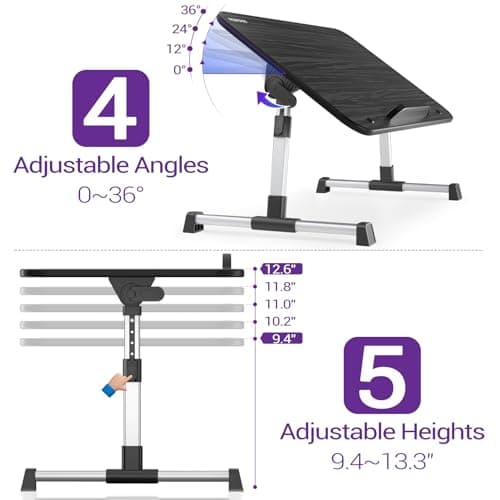 Nearpow Laptop Bed Tray Table, Adjustable Laptop Bed Stand, Portable Standing Table with Foldable Legs, Foldable Lap Tablet Table for Sofa Couch Floor - Medium Size 5