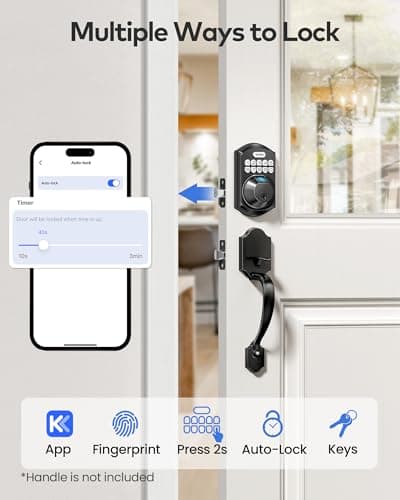 TEEHO TE012W WiFi Smart Lock, Fingerprint Door Lock with Built-in Wi-Fi, Keyless Entry Keypad Smart Deadbolt, App Remote Control, Alexa Compatible, IP55 Waterproof for Front Door – Matte Black 8
