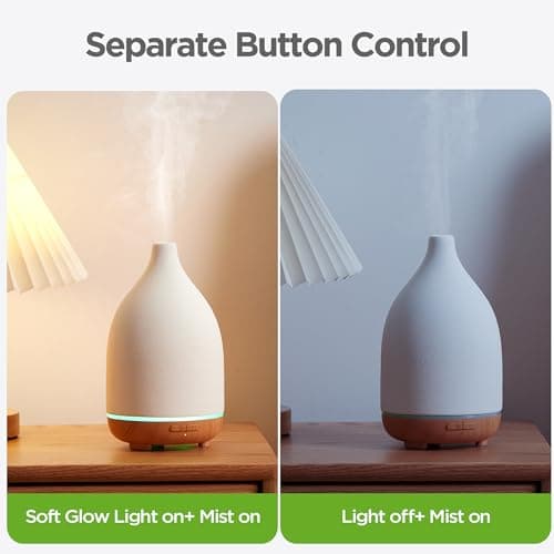 InnoGear Oil Diffuser, 150ML Ceramic Diffuser for Essential Oils Handcrafted Aromatherapy Diffuser Ultrasonic Cool Mist Humidifier with 2 Mist Modes Waterless Auto Off for Room Office, White 4