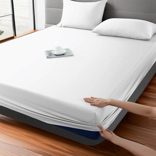 Fitted Sheet 1 Pack Full Size Only Viscose Derived from Bamboo,400 Thread Count,8-16" Deep Pocket,Bottom Sheet Colorfast Soft & Silky & Breathable(1 Fitted sheet Only, White, Full)