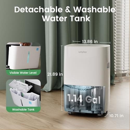 Waykar 80 Pints 2025 Energy Star Dehumidifier for Spaces up to 5,000 Sq. Ft for Basement and Home, Large Room with Drain Hose and 1.14 Gallons Water Tank 7