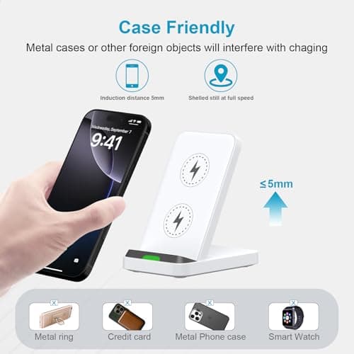 Fast Wireless Charging Station for Google Pixel 10a/10/9a/9/9 Pro/9 Pro XL/Fold/8a/8 Pro, Android Phone Wireless Charger Stand Desk with QC3.0 Adapter for Samsung Galaxy S26/S25/S24 Ultra iPhone 17 16 6