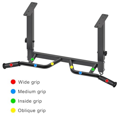 SELEWARE 24" Adjustable Ceiling Mounted Pull Up Bar - Multifunctional Chin Up Bar with Multi-Angle Grip, Heavy-Duty Steel Construction, and Accessory Attachment Rings - Ideal for Full Body Workouts 7