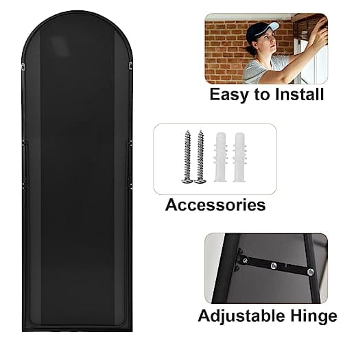 HARRITPURE 58"x18" Arched Full Length Mirror Free Standing Leaning Mirror Hanging Mounted Mirror Aluminum Frame Modern Simple Home Decor for Living Room Bedroom Cloakroom, Gold 8