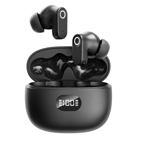 MEVENCO Wireless Earbuds Bluetooth 5.3-48H Playtime Bluetooth Earbuds with Fast Charging, Comfort Fit Semi-in-Ear, 2-Mic Call Noise Cancelling, LED Display & Touch Control for Sports/Work/Travel.