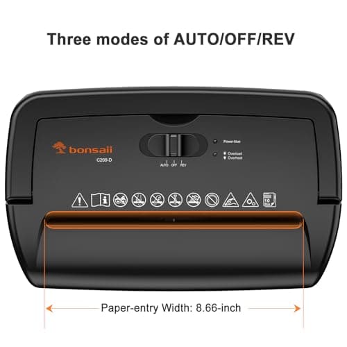 Bonsaii 10-Sheet Cross Cut Paper Shredder, 5.5 Gal Home Office Heavy Duty Shredder for Credit Card, Staple, Clip with Transparent Window(C209-D) 5