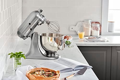 KitchenAid Artisan Series 5 Quart Tilt Head Stand Mixer with Pouring Shield KSM150PS, Contour Silver, Zinc 5