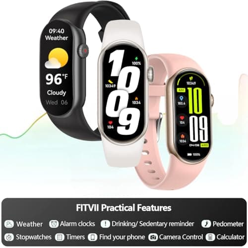 FITVII Ole Fitness Tracker with 24/7 Heart Rate and Blood Pressure Monitor, Blood Oxygen Sleep Tracking Step Calories Counter IP68 Waterproof Activity Tracker for Women Men 7