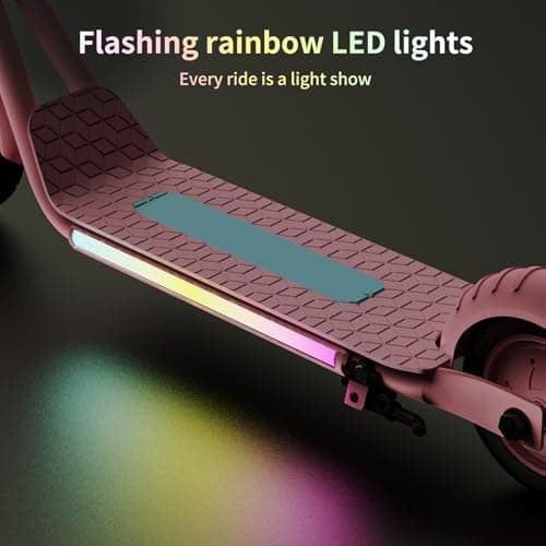 Electric Scooter for Kids Ages 6+, Bluetooth Music Speaker, 150w Hub Motor, Up to 10 mph, 60 mins Ride Time, Led Display, Colorful Lights, 4 Height Adjustable, Best Gift Ideas for Boys and Girls 5