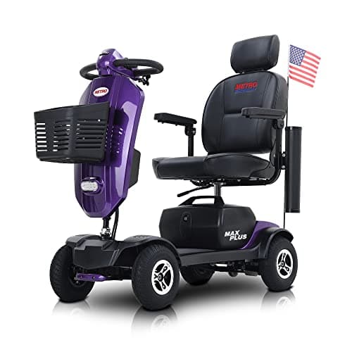 Metro Mobility - 2026 New 4 Wheel Outdoor Mobility Scooter - Adult Mobility Scooter 300 lbs Foldable - Battery - 12V20AH*2pcs, Max Range 16 Miles (Purple)