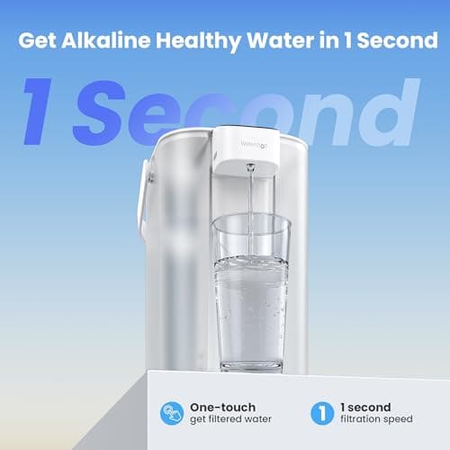Waterdrop Alkaline Electric Water Filter Pitcher, Rechargeable Water Dispenser, Instant 200-Gallon 15-Cup Countertop Purifier, NSF/ANSI 42, Reduce PFOA/PFOS, Chlorine, Lead, White, with 1 Filter 6