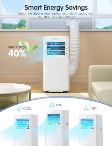 Grelife Portable Air Conditioners,8000BTU 4-in-1 AC Unit with Fan&Dehumidifier,Powerful Cooling up to 350 sq.ft,Portable AC with Smart/Sleep Mode,LED Display,Remote Control,48dB Quiet,24H Timer 5