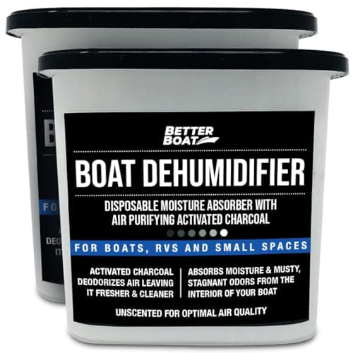 Moisture Absorber 2 Pack with Activated Charcoal Dehumidifier Bucket, Unscented Odor Absorber for Closet Basement Bathroom Boat RV, Disposable - Better Boat