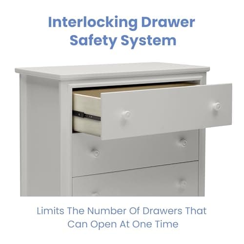 Delta Children Perry 3 Drawer Dresser with Changing Top and Interlocking Drawers, Moonstruck Grey 5