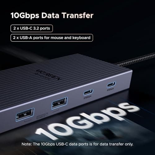 UGREEN 11-in-1 Docking Station: 4K@120Hz DP+HDMI, Dual 10Gbps USB-C, 100W PD, SD/TF, Gigabit Ethernet, 3.5mm Audio, Aluminum Body Revodock Pro USB C Dock for Dell/HP/Lenovo 5