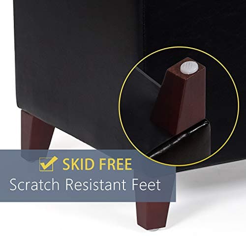 Adeco Storage Ottoman Bench for Living Room – End of Bed Storage Bench, Multi-Functional Ottoman with Storage for Bedroom or Entryway (Black Leather-Lift Top, 42" D x 19" W x 17" H) 7