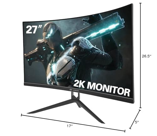 CRUA 27" Curved Gaming Monitor, QHD(2560x1440P) 144Hz/165Hz 99% sRGB Professional Computer Monitors, Support AMD FreeSync, Wall Mountable Installs(HDMI, DP)-Black 8