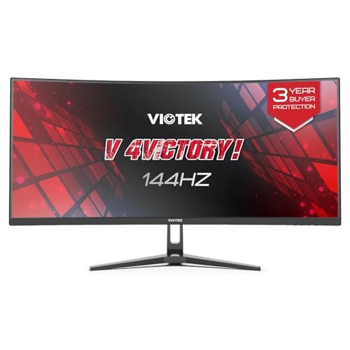 Viotek GNV34DBE4 34 Inch UWQHD 144Hz Curved Gaming Monitor | Ultra-Wide 21:9 3440x1440p, 1ms MPRT, 4000:1 Contrast, 140% sRGB, HDR, FreeSync & G-Sync Ready, PIP/PBP