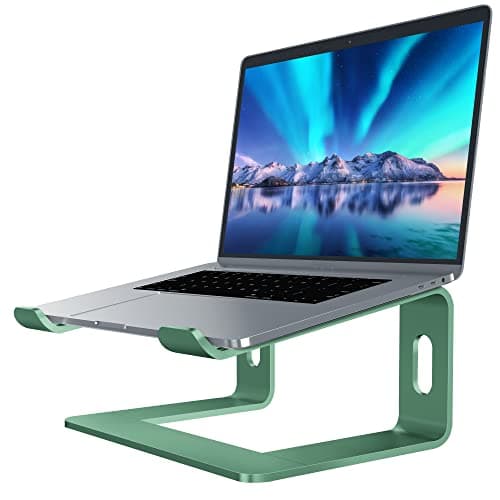 SOUNDANCE Laptop Stand, Aluminum Computer Riser, Ergonomic Laptops Elevator for Desk, Metal Holder Compatible with 10 to 15.6 Inches Notebook Computer, Green