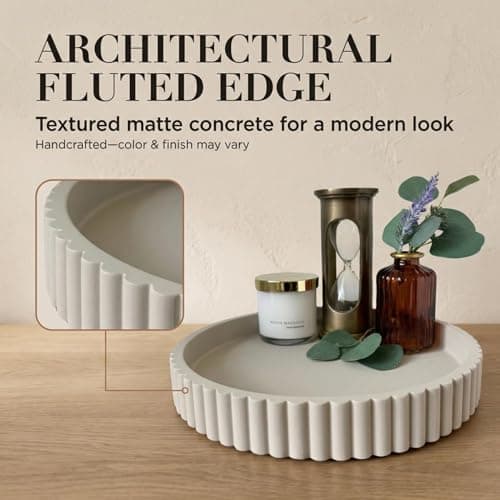 OAKOA Round Decorative Tray for Coffee Table Decor - Concrete Round Tray Home Decor - Bandejas Decorativas - Circle Coffee Table Centerpiece 6