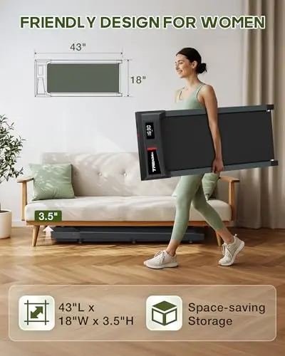 Walking Pad with 10% Incline, Walking Pad Treadmill 265lb Capacity, [Voice Control] Works with KINOMAP, 2.5HP Running Pad Small Treadmill for Home Office Apartment 6