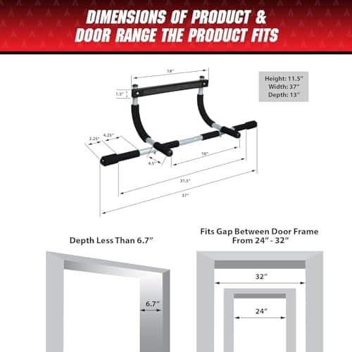 Iron Gym Pull Up Bars - Total Upper Body Workout Bar for Doorway, Adjustable Width Locking, No Screws Portable Door Frame Horizontal Chin-up Bar, Fitness Exercise & Training Equipment for Home 5