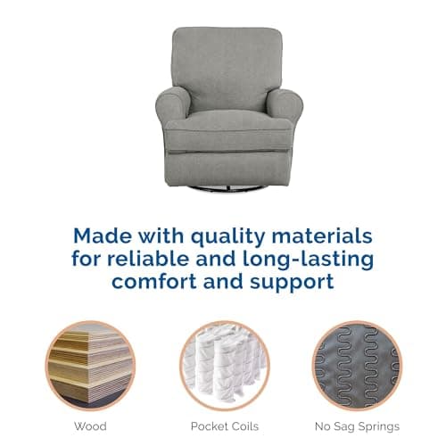Baby Relax Kenzie Swivel Glider Recliner Chair, Nursery Furniture, Gray 5