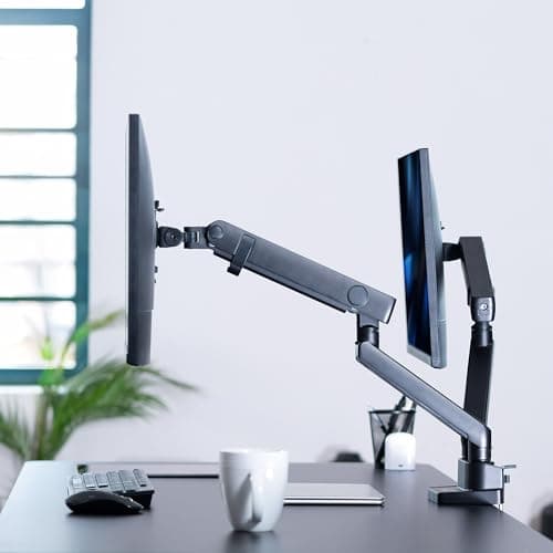 VIVO Premium Aluminum Full Motion Dual Monitor Desk Mount Stand with Lift Engine Arm, Fits Ultrawide Screens up to 35 inches, STAND-V102BB 6