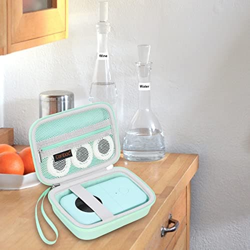 Canboc Hard Case for Phomemo D30 D35/Memoking D30/NIIMBOT D11 Label Maker, Portable Thermal Bluetooth Mini Label Printer Storage Bag, Mesh Bag fit Label Paper Tape Cable, Mint Green 7