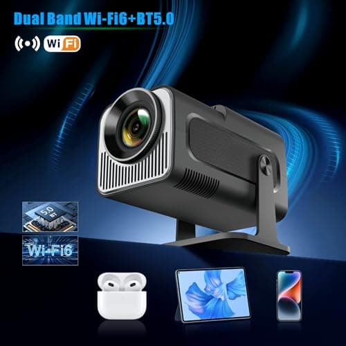 Portable Projector, HY320 Mini Projector with WiFi and Bluetooth, Support 4K 1080P with Dual-Band WIFI6 BT5.0 Android 11, Smart TV Projector Auto Keystone Correction for Phone/TV Stick/Laptop 6