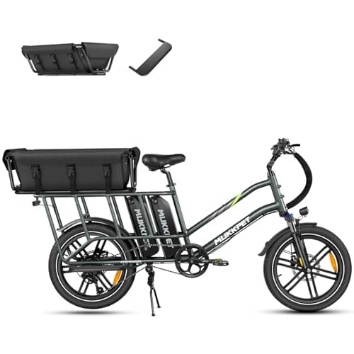 Mukkpet Stepwagon Electric Bike for Adults,120Miles 28MPH Ebike,Peak 1500W Motor Cargo Electric Bike,48V 30AH Removable Battery with 20 * 3" Fat Tires Ebike,Hydraulic Suspension