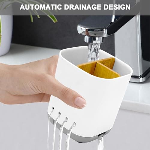 Toothbrush Holder with Bamboo Divider,Detachable for Easy Cleaning Bathroom Countertop Organizer,Plastic 3 Slots Electric Toothbrush and Toothpaste Holders Storage Caddy for Bathroom Vanity,Sink(Grey) 5