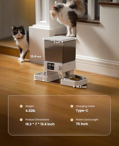 oneisall Automatic Cat Feeder for 2 Cats, 20 Cups/5L Automatic Cat Food Dispenser for Small Pets Indoor, Timed Cat Feeder for Dry Food(White) 9