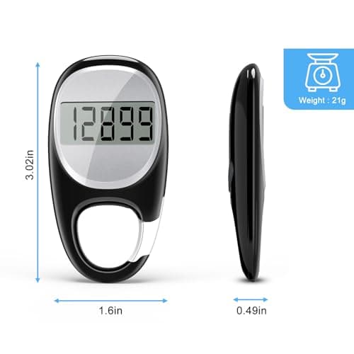 Simple Pedometer for Walking, Accurate Step Tracker with Carabiner, 3D Step Counter for Men Women Seniors - Black 7