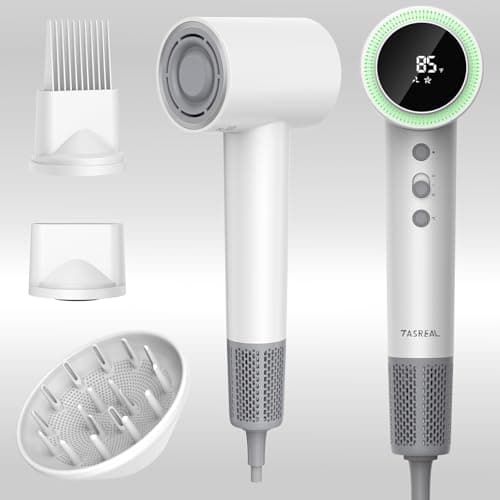 Hair Dryer with Diffuser - 150,000 RPM High Speed Blow Dryer with Comb, 500 Million Ionic Hairdryer, Low Noise, 1600W Professional Fast Dry, 3 Attachments for All Hair Types, Portable for Home Travel