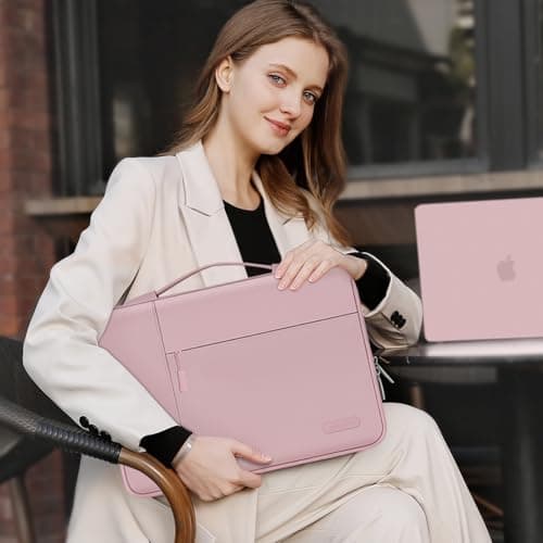MOSISO Laptop Case 13.3 inch, 13-13.3 inch Laptop Sleeve with Handle Compatible with MacBook Air/Pro 13/Pro 14 M5 M4 M3 M2 M1,HP Dell ASUS Lenovo, Polyester Multifunctional Computer Bag, Pink 5