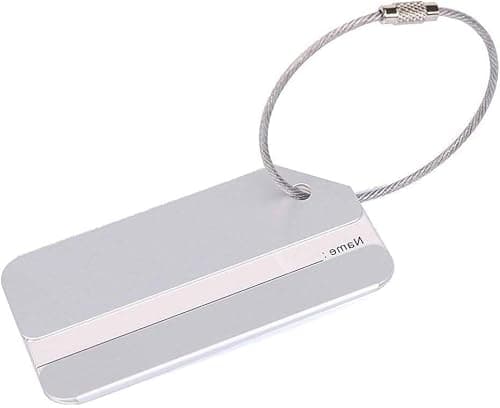Aluminum Luggage Tag Travel Baggage Tag Suitcase ID Address Labels with Locking Cables Sliver