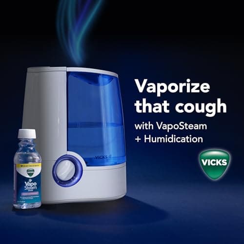 Vicks Warm Mist Humidifier Filter‑Free 1 Gal Tank, Auto Shut‑Off, Night Light, VapoPad and VapoSteam Compatible 6