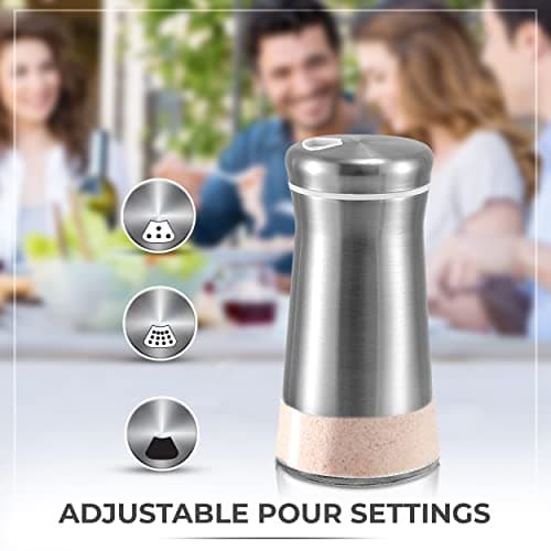 Salt Shaker or Pepper Shaker with Adjustable Pour Holes - Elegant Stainless Steel Spice Dispenser - Perfect for Himalayan, Table Salt, White and Black Pepper (Salt Shaker) 6