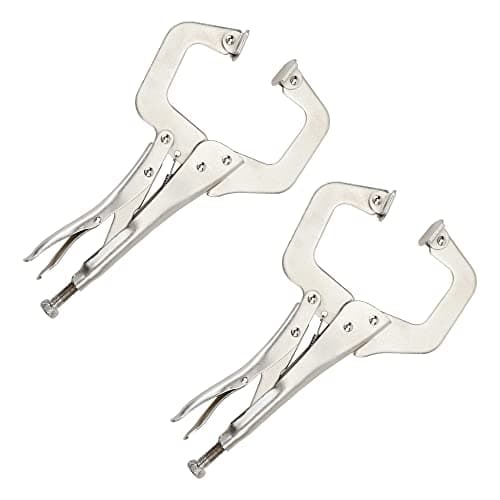 Luckyweld Metal Face Clamps,Heavy Duty Locking C-Clamp 2Pack With Swivel Pad for DIY Woodworking, Welding,Pocket Hole Joinery