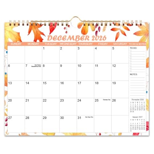 2026-2027 Calendar - Wall Calendar from Jan 2026 to Jun 2027, 18 Monthly Planner with Seasonal Designs for Planning and Organizing for Home or Office, 11.5 x 14.5 In Calendar 2026-2027