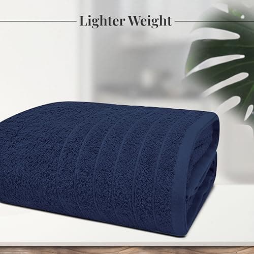 Tens Towels Pack of 1 Jumbo Bath Sheet 40 x 80 Inches, Extra Large & Light Weight, Quicker to Dry, 100% Cotton, Super Soft & Absorbent, Perfect to Wrap Yourself in, Navy 6