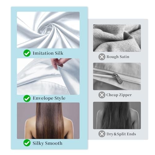 my novel things Satin Pillowcase Gift Set with Silk Satin Sleep Mask 4 Scrunchies, 2Pack Standard Size Pillow Cases Set Luxury Sleeping Gift 7 Pack Set Suitable for Women Birthday Gift 5