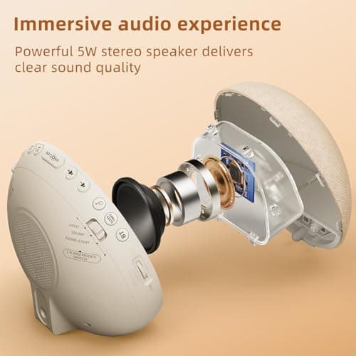 Sunrise Alarm Clock White Noise Machine: Natural Wake Up Light - Dimmable Clock with Bluetooth Speaker for Bedroom - 25 Sleep Sounds for Baby Adults Kids Putty 6