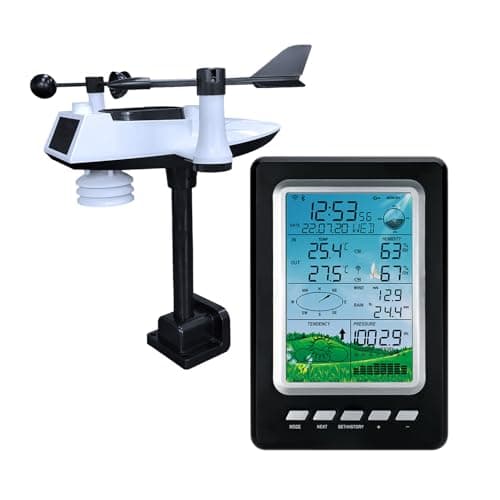 Wscodyr Wireless Home Weather Station, Multifunctional Indoor and Outdoor Solar Energy Rainfall Wind Speed Wind Direction Air Pressure Temperature and Humidity Weather Forecast Weather Stations
