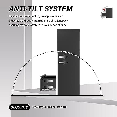 NODHM 4 Drawer File Cabinet with Lock, Metal Filing Cabinets, Vertical Small Filing Cabinet Steel Lockable Storage Cabinets for Home Office to Organization Hanging Letter/Legal/F4/A4 5