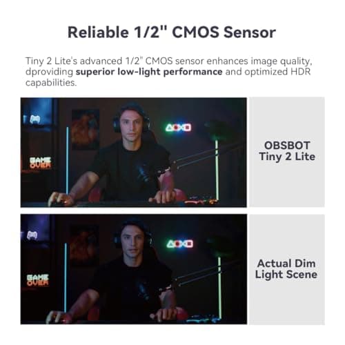 OBSBOT Tiny 2 Lite AI-Powered 4K UHD PTZ Webcam,1/2" CMOS 4X Digital Zoom, AI Auto Tracking, Auto Zoom, Gesture Control 2.0, Beauty Mode,Preset Modes,LiveStream for Game/Meeting/Online Educate 8