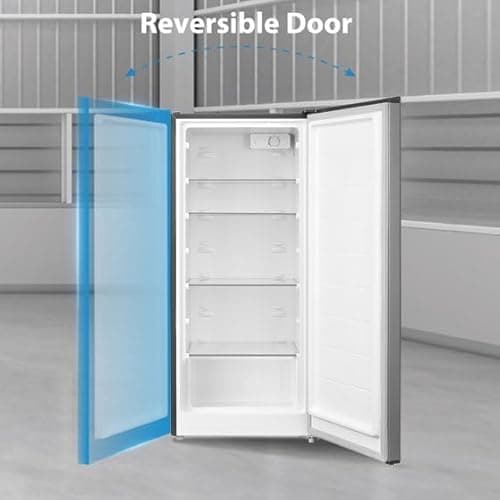 Modern Upright Freezer, Reversible Door Hinge, Removable Shelves - 7.1 Cu ft Capacity (Stainless Steel) 6